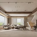 Modern Living and Dining Room Interior With Spacious Layout Large Windows Natural Light and Sofa