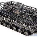 Detailed Skeleton Tank 3D Model with Tracks Wheels and Metal Frame Structure 3d model