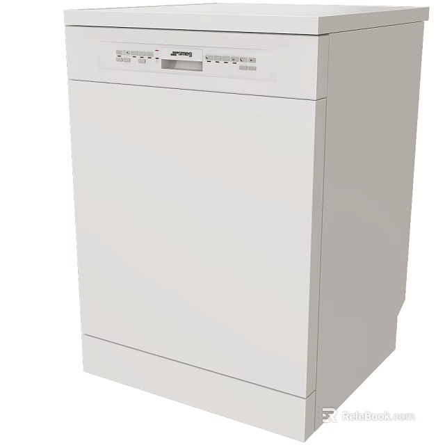 White Freestanding Dishwasher With Sleek Design For Modern Kitchen Daily Use 3d model 
