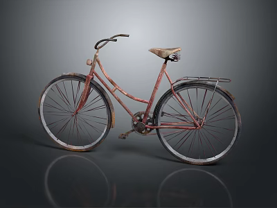 Vintage Style Red Bicycle With Classic Design Retro Metal Frame And Leather Seat 3d model