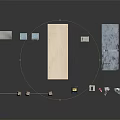 Modern Retail Scene Components With Display Kiosk Storage Cabinets And Signage