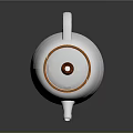 White Modern Teapot Design With Wooden Knob And Brown Rim Lid