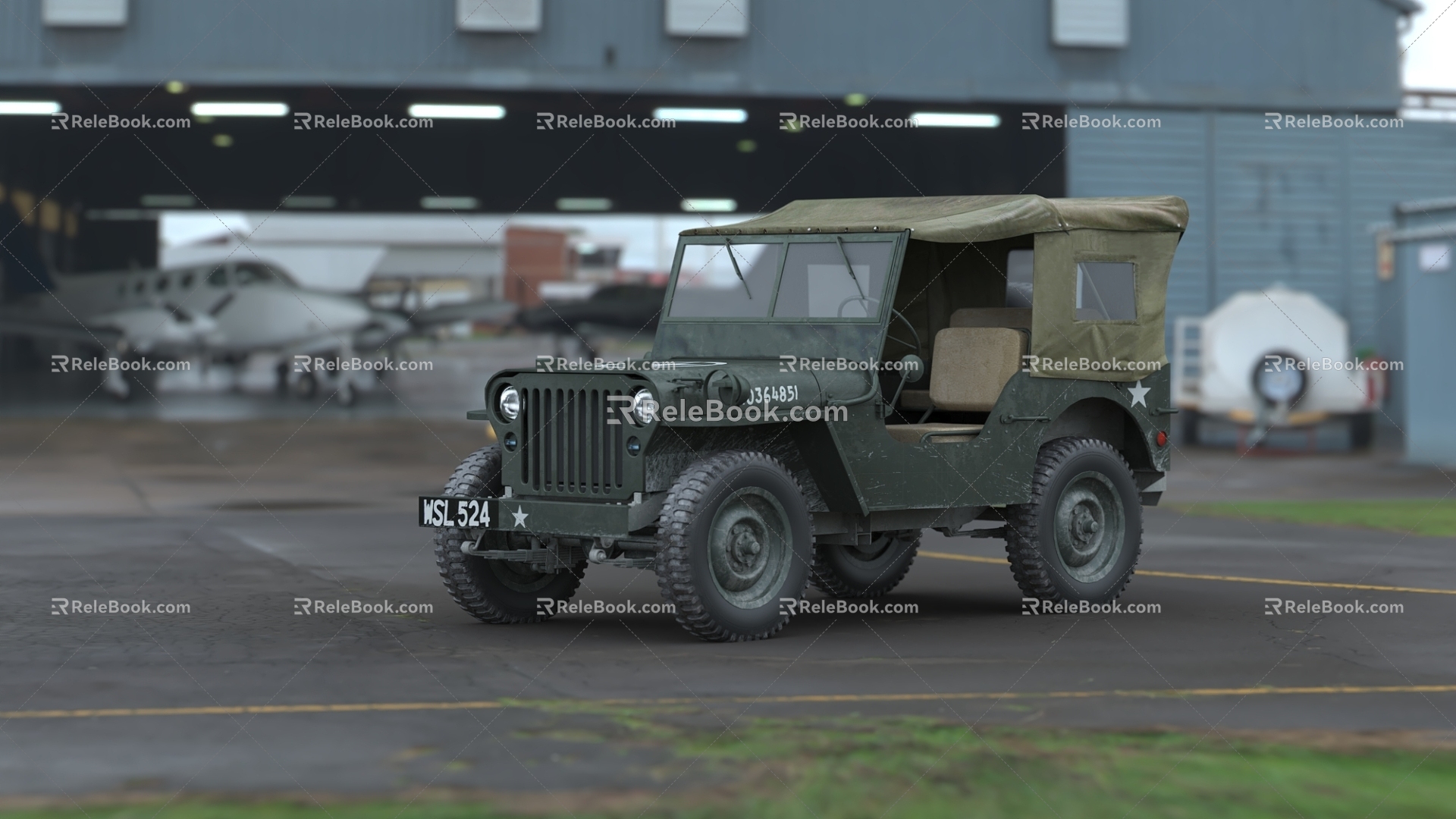 WWII Willis Jeep Car Car Car Truck Wagon 3d model