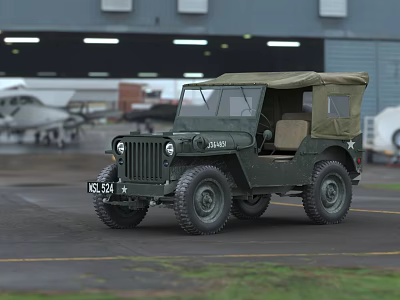 WWII Willis Jeep Car Truck Wagon 3d model