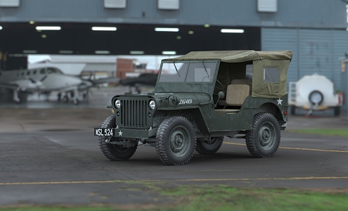 WWII Willis Jeep Car Truck Wagon 3d model