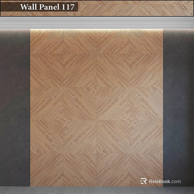 Wooden Wall With Diamond Pattern And Dark Side Borders Interior Design Texture 3d model 