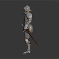 Medieval Knight Full Body Silver Armor With Red Accents And Metallic Details