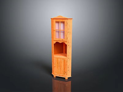 Classic Wooden Tall Display Cabinet With Glass Door And Lower Storage Compartment 3d model