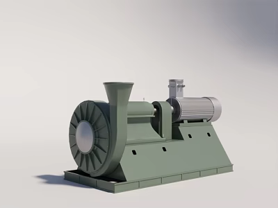 Heavy Duty Green Industrial Equipment Featuring Circular Fan And Motor Base 3d model