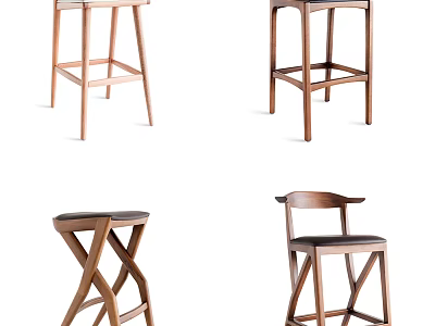 Wooden Bar Stools With Modern Design And Various Stylish Structures 3d model