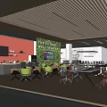 Modern Public Office Space With Open Layout Desks Ergonomic Chairs Green Plants And Ceiling Lighting