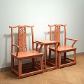 Chinese Style Solid Wood Carved Leisure Chairs With Small Table Two Pieces