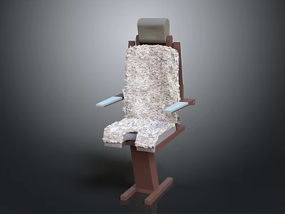 Modern Chair With Shredded Material Seat Back Brown Frame Blue Armrests And Gray Headrest 3d model