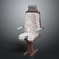 Modern Chair With Shredded Material Seat Back Brown Frame Blue Armrests And Gray Headrest