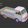 Silver Functional Commercial Vehicle With Cargo Bed And Classic Style 3d model