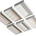 Contemporary Ceiling Design Featuring Sleek White Panels Metal Frames And LED Strip Lights 3d model