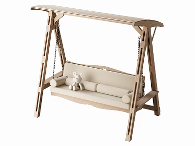 Modern Wooden Swing Chair With Cushioned Seat And Comfortable Frame Design Elements 3d model