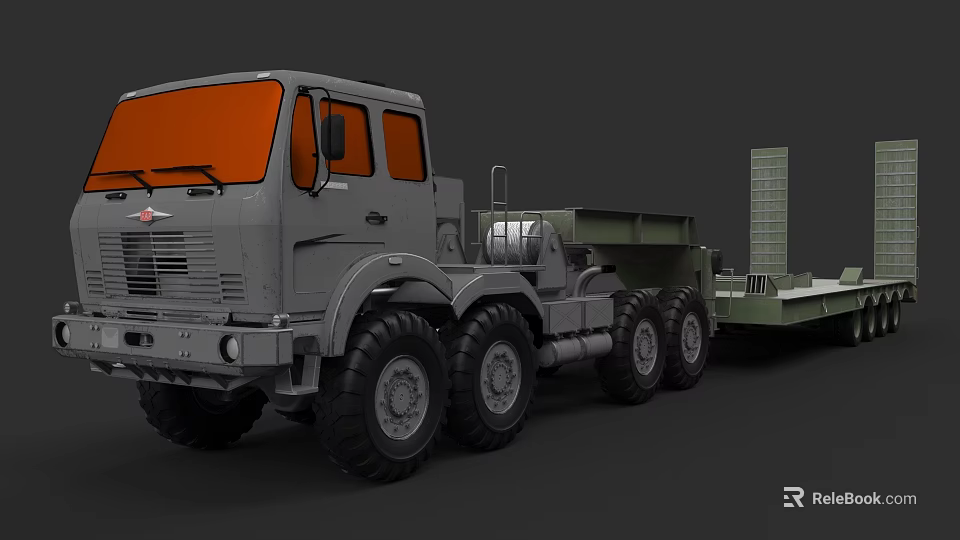 Military Weapon Launcher System Mounted On Heavy Duty Multi Wheel Truck 3d model 