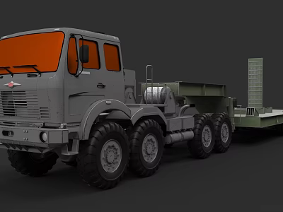 Military Weapon Launcher System Mounted On Heavy Duty Multi Wheel Truck 3d model