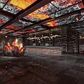 Luxurious Modern Clubhouse Interior With Decorative Ceiling Lighting Bar Counter Sculpture And Marble Floor