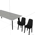 Stylish Modern Dining Table Set With Rectangular Top And Gray Chairs 3d model