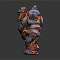 3D Fantasy Stone Creature Character With Lava Red Patterns And Rock Textures