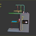 Industrial Metal Furniture Workbench With Platform Blue Component Green Hanging Parts And Control Panel