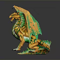 Fantasy Dragon With Vibrant Yellow Green Orange Wings And Detailed Scales