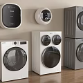 Modern Washing Machines with Wall Mounted and Standalone Designs in White and Gray