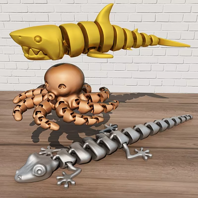 Modern ornaments shark octopus lizard key pendant keychain 3d model