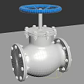 Industrial Stainless Steel Valve Featuring Blue Handle And Flange Design