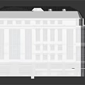 Cartoon Scene Of Modern Building With White Walls Dark Roof And Central Courtyard