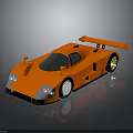 Orange Sports Car With Streamlined Body Rear Wing And Shiny Reflective Surface