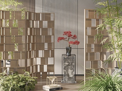 New Chinese-style screen partition 3d model