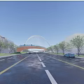 Sleek Modern Arch Bridge With White Structure Glass Deck Green Lawn And Pedestrians