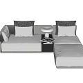 Modern White Sectional Sofa with Plush Cushions Side Table Lamp and Magazines 3d model