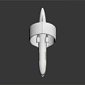 Futuristic Luxury Aircraft Model With Circular Wing White Yellow Blue Stripes And Reflective Base