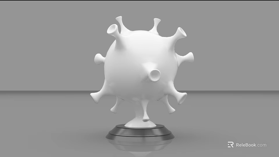 Medical Device Virus Structure Model with White Protruding Design and Base Stand for Medical Education 3d model 