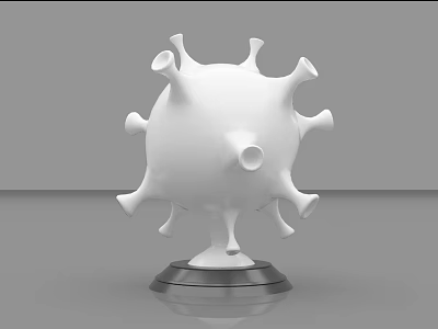 Medical Device Virus Structure Model with White Protruding Design and Base Stand for Medical Education 3d model
