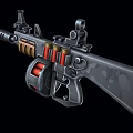 Tactical Automatic Assault Rifle with Drum Magazine and Tactical Grip for Combat Operations