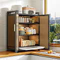 Modern Luxury Kitchen Decorative Ornament Combination with Metal Frame Glass Door Dishes and Window View