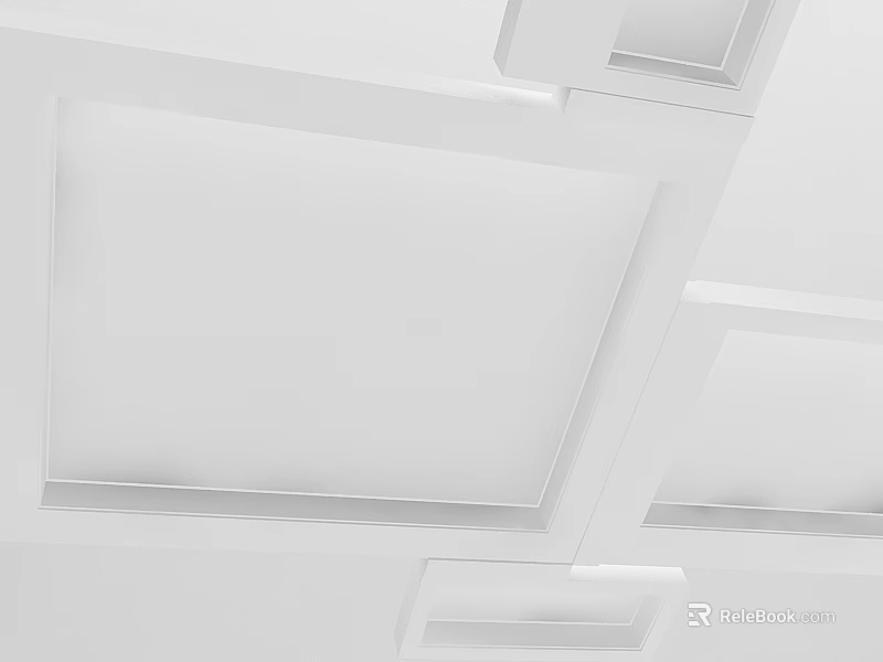 Modern Ceiling Design Featuring Geometric White Panels And Recessed Details 3d model 