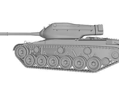 Detailed Gray 3D Tank Model in Side View with Turret Tracks and Gun Barrel 3d model