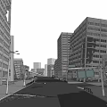 Wireframe Style Detailed Modern Urban Cityscape With Tall Buildings And Street
