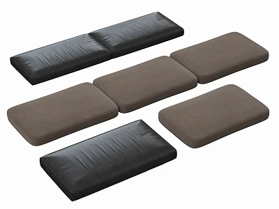Different Colored Rectangular Cushions With Black And Brown Soft Seating Pads 3d model