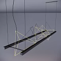 Modern Hanging Chandelier With Geometric Lines And LED Strip Lights For Contemporary Interior Space