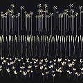 Decorative Outdoor Lights with Flower and Butterfly Shapes Arranged in Rows Emitting Yellow Light