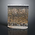 Natural Stone And Wood Wall Structure With Textured Surface And Solid Build 3d model