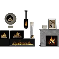 Modern Fireplaces With Various Designs Marble Mantel Black Cabinet And Burning Flames