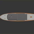 Classic Wooden Water Transportation Boat With Gray Roof Small Windows Lifebuoy And White Deck